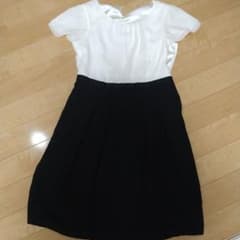 白黒コンビネーションひざ丈ワンピースのサムネイル