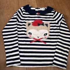 H&M ストライプ猫刺繍 長袖カットソーのサムネイル