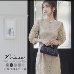 ((最終値下げ！！！))niana お呼ばれドレス　刺繍レース バックリボンのサムネイル