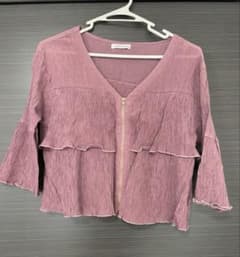 natural couture 長袖 フリル クロップド丈 ピンクのサムネイル