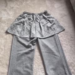 チェック柄スカート付きパンツ グレーのサムネイル