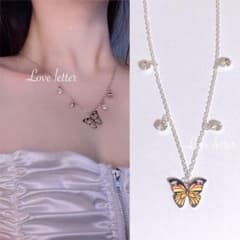 No.627 イエローバタフライビジューチョーカー ネックレス 韓国 蝶々量産型