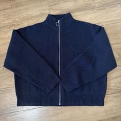 ネイビー ジップアップ ハイネックセーターのサムネイル