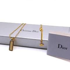 ディオール ラインストーン トロッタープレート ネックレス 2way 箱付