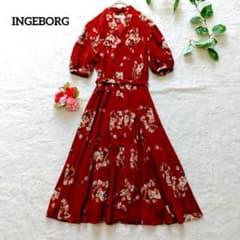 インゲボルグ ロングワンピース 花柄 花瓶 ボルドー F 半袖 ピンクハウス インゲボルグ ロングワンピース 花柄 花瓶 ボルドー F 半袖 ピンク