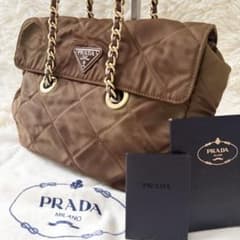 希少色 PRADA プラダ ショルダーバッグ チェーン キルティング 三角