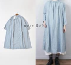 nestRobe リネン シャーリングネックワンピース 新品 nest Robe ネストローブ リネン シャーリングネックワンピース