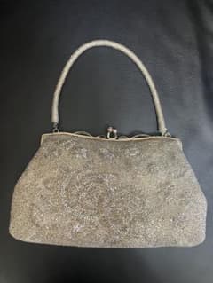 ビーズ刺繍 パーティーバッグ シルバーのサムネイル