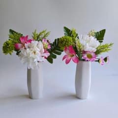 【新品・未使用】造花 仏花 2本セット アレンジメント 白とピンクの花のサムネイル