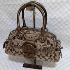 希少COACH ミニボストン バッグ ソーホー シグネチャー&パイソン