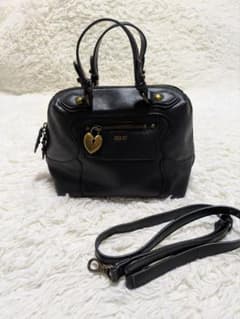 ✨美品✨ アナスイ バッグ ショルダー ハンド 金具 内総柄 ブラック 