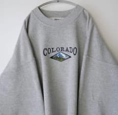 メキシコ製　刺繍デザイン　スウェット　グレー　XL ビッグサイズ　ゆるだぼ　古着のサムネイル
