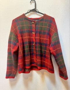 希少デザイン　Saint Joie チェック柄 ニットカーディガン レトロのサムネイル