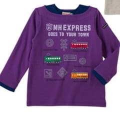 新品未開封 ミキハウス 100 電車柄Tシャツ 紫色のサムネイル