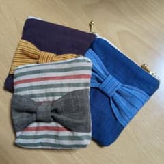 会津木綿　ミニポーチ3個セットのサムネイル