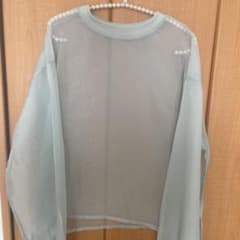 シアー×リブ ロングスリーブプルオーバー　シアートップス　ミント　本日のみ