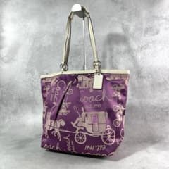 COACH 코치 F14632 토트 백 퍼플 마차 무늬
