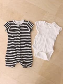 ＊ロンパース 2枚セット＊baby gap ボーダー＊レースTシャツ＊のサムネイル