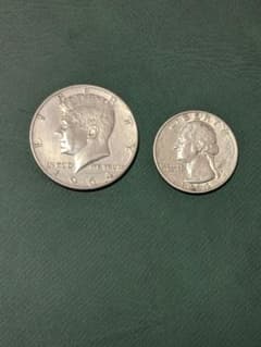 アメリカ】25.50セント銀貨1964年!! 2枚組!! - メルカリ