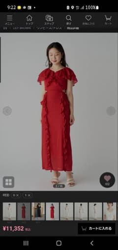 新品未使用 タグ付き リリーブラウン ストレッチレースラッフルワンピースのサムネイル