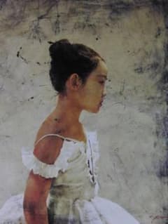 藤井勉、少女、希少画集画、新品高級額、額装付、状態良好、油彩 人物