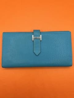 新品同様品 HERMES エルメス べアン 長財布 ターコイズブルー レア