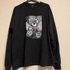 OY クマ プリント 長袖Tシャツ ブラックのサムネイル