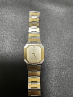 SEIKO クレドールクォーツ腕時計 シルバー ゴールド 八角形 18k 14k 