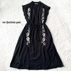 ヌキテパ 【ne Quittez pas】 コットンボイル 刺繍ロングワンピース