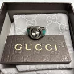 GUCCI エナメル インターロッキングG リング・指輪 17号 シルバー925 