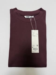 ユニクロ エアリズムコットンオーバーサイズTシャツ（5分袖）19 Wine Mのサムネイル