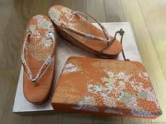 草履　バッグ　セット　和装　オレンジのサムネイル