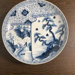 染付 皿 山水画 伝統模様 骨董品 - メルカリ
