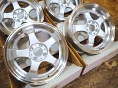 新品5本スポーク 6J 4枚 深リム 逆ゾリ シルバー コンパクト 軽四 