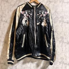 完売品 限定 花旅楽団 桜 月 ウサギ 刺繍 リバーシブル スカジャン XXL 完売品 限定 花旅楽団 桜 月 ウサギ 刺繍 リバーシブル スカジャン XXL
