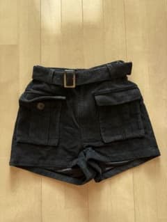 jouetile コーデュロイ ベルト付きショートパンツ ブラックのサムネイル