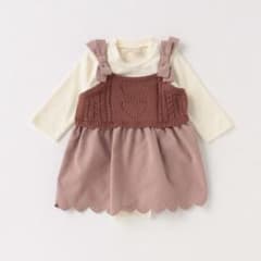★うっちゃんshOp☆様専用★プティマイン　ニット切り替えワンピースセット 80のサムネイル