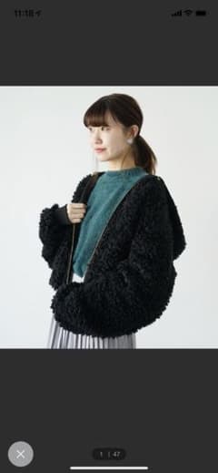 リバーシブル ボアブルゾン  黒のサムネイル