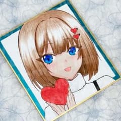 メ*8様 創作　オリジナルイラスト　色紙　バレンタイン　女の子　女の娘　原画　一のサムネイル