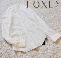 新品 FOXEY NEW YORK シルク混ブラウス 白 38 バンドカラー - メルカリ