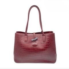 Longchamp Roseau クロコ型押し ワインレッド - メルカリ