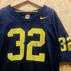 USA 90s Nike フットボールシャツ 32 紺 L USA製】90s NIKE フットボールシャツ 32 メッシュゲームシャツ M