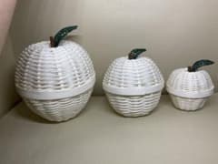 みかん様専用リンゴ小物入れ3個セット白のサムネイル