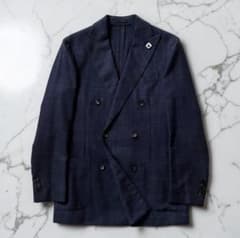 極美品 ラルディーニ ホップサック ウールシルク絹 ダブルジャケット