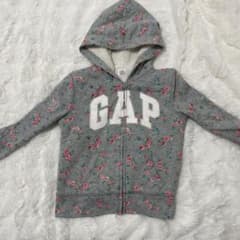 GAP KIDS パーカー 花柄 ボア裏地 グレーのサムネイル