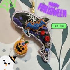 ビーズ刺繍 ハロウィン シャチブローチ キーホルダーのサムネイル