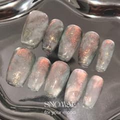 ［現品］ブルーグリーン×オレンジの光が揺れるニュアンス　｜ハンドメイドネイルのサムネイル