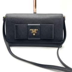 希少✨プラダ ショルダーウォレット 長財布 サフィアーノ リボン ロゴ 