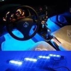 簡単取付！LED4つ付き！フロアライト ブルー 車内灯のサムネイル