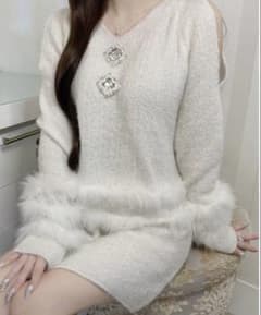 ルミニョン Lumignon kirakira fur knitop ホワイトのサムネイル